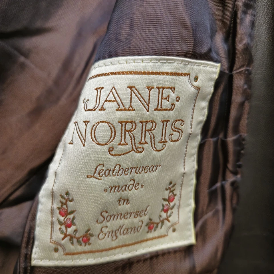 Jane Norris Soft Leather Jacket Button Up Blazer UK Size 12 Coat Long Sleeves - Image 4 of 4