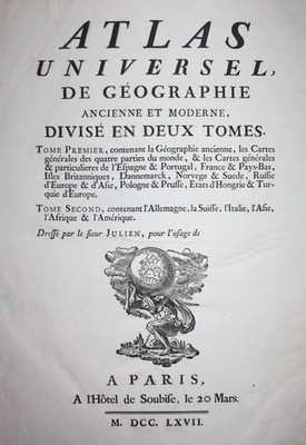 Atlas Universel Julien title page Titel Titelblatt Paris 1767