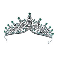 Black Crown for Women Gothic Skull Crystal Tiaras Rhinestone Queen Crown Green
