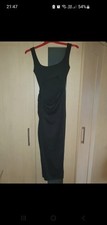 SHEIN Black Ruched Stretch Bodycon Long Dress Scoop Neck Sleeveless XS