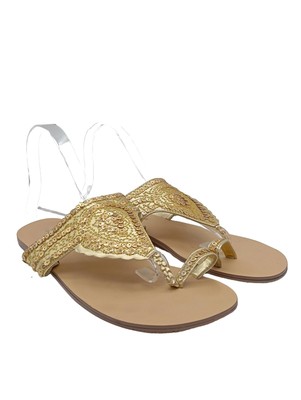 PIERRE DUMAS Flip Flop Sandalen Damen Sandalen Gr. DE 39 goldfarben Casual-Look