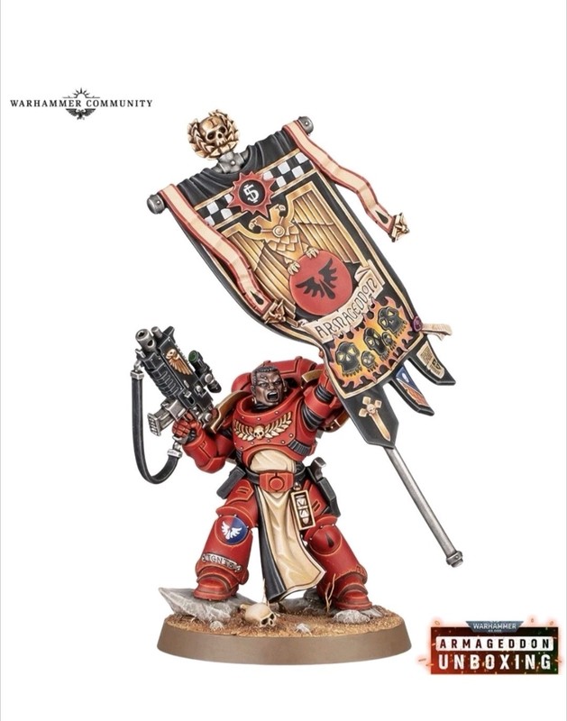 WARHAMMER 40K Armageddon Space Marine Ancient With Banner
