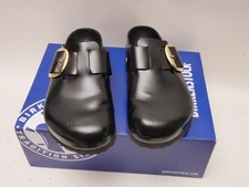 RARE Birkenstock Clog Boston Big Buckle Black Leather 39 L8 M6 Slides Germany