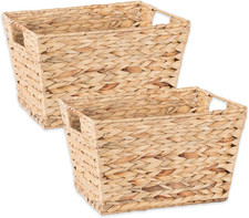 Medium Natural Hyacinth Storage Baskets - 2 Piece Set for Organizing