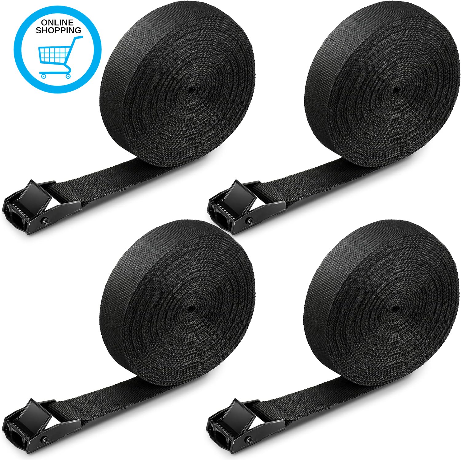 Ratchet Tie down Straps, Heavy Duty Lashing Straps Adjustable Cam Buckle Tension