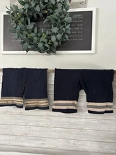 Early Primitive Nautical Americana Blue Wool Swim Suit Textile Set Of 2