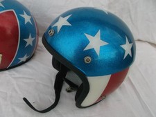 Vintage 1971 Stars Stripes Metal Flake Helmet Motorcycle Chopper Gasser Easy Rid