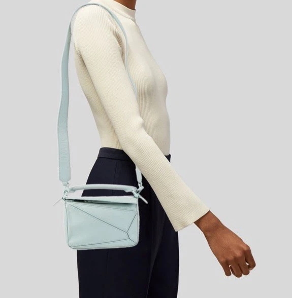 Loewe Mini Borsa Puzzle in Pelle Borsa a Tracolla a 2 Vie Acquamarina
