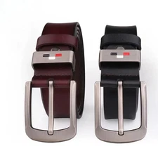 Men's Leather Alloy Pin Square Buckle Belts High Quality Male Waist Straps