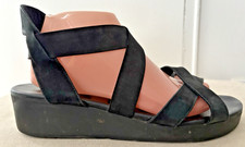 ARCHE Black Strappy Criss-Cross Low Wedge Sandals Womens Size 42 GUC