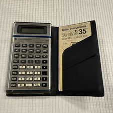 Vintage TEXAS INSTRUMENTS Slimline TI-35 Scientific Calculator W/ Case  Manual
