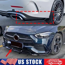 FOR 2022+ BENZ W206 C300 AMG C43 GLOSS BLACK FRONT LIP + REAR SIDE APRON SPATS