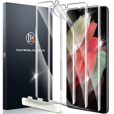 LK 3 Pack Screen Protector for Samsung Galaxy S21 Ultra, clear