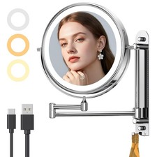 Gospire 9  Wall Mounted Lighted Makeup Mirror with Magnification 10X, 7in