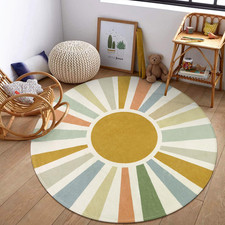 Staruia Boho Sun Round Area Rug For Living Room 6 Ft Washable Nursery Rug For