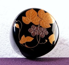 NATSUME Japanese Lacquer Wooden Tea Caddy Evening Glory Makie Yuho Sakashita