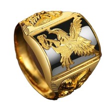 Eagle themed, stainless steel, adjustable ring/yu286