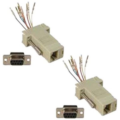 2x DB9 9-Pin RS232 Serial Port Female to RJ45 8P8C Network Adapter Modular Ivory