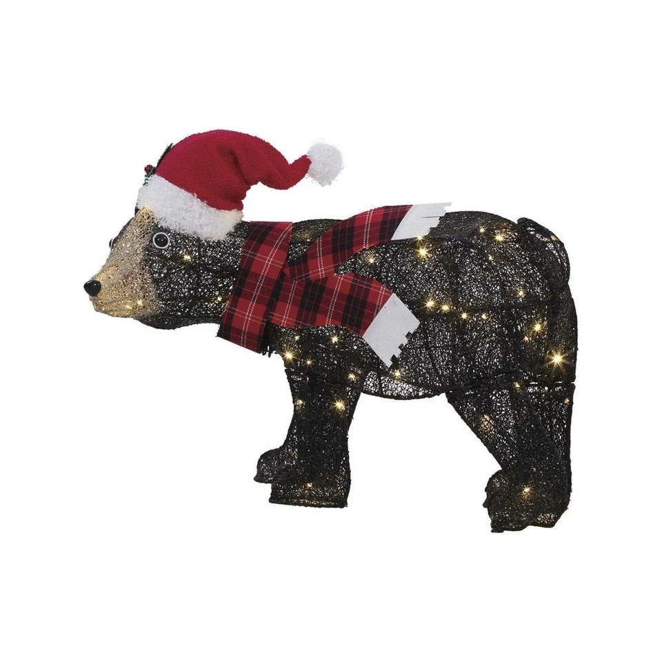 28" LED Navidad Oso Negro Usando Sombrero de Papá Noel Utilería Exterior Patio Decoración de Vacaciones Foto 4 de 4