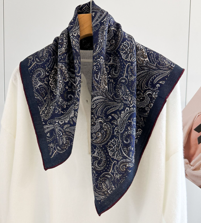 70% Cashmere 30% Silk Scarf Neckerchief cashew Print Shawl Bandana 26'' Wrap new
