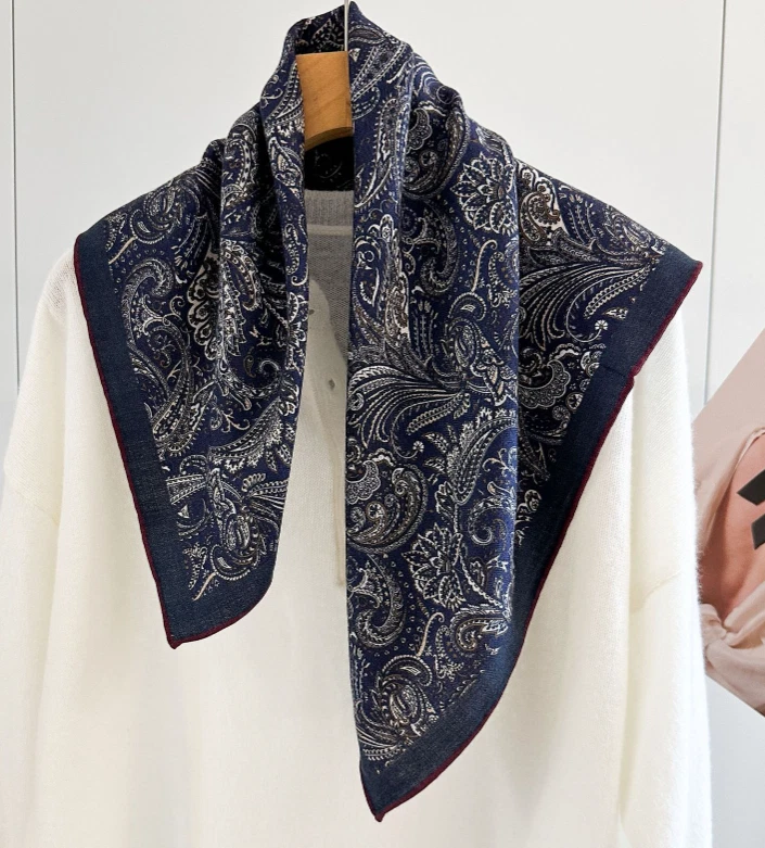 70% Cashmere 30% Silk Scarf Neckerchief cashew Print Shawl Bandana 26'' Wrap new