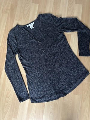 Langarmshirt  Damen  Sweatshirt  Pullover  M grau-schwarz-meliert