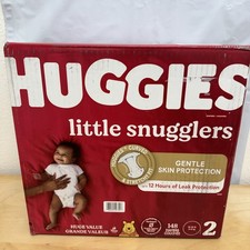 Huggies Diapers.Little Snugglers. Size 2. 12-18lb. White. 148 Count.
