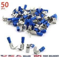 50Pcs Blue Piggyback Quick Wire Disconnect Connectors Male/Female Spade 16-14 GA