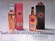 Four Roses Bourbon Merry Christmas Vintage Pr...