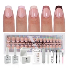 SXC Cosmetics French Tip Press on Nails - Skin Tone Nude and Color Series, XS Sq