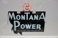 Reddy Kilowatt MONTANA POWER DIE CUT Steel Enamel Sign Great Sign, Great Gift!