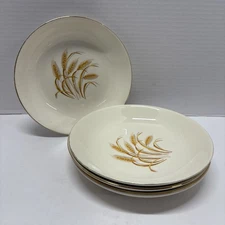 Vintage Homer Laughlin Golden WHEAT Salad Plates 7.75” 22K Gold Set Of 4
