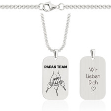 Dog Tag Herren Silber Edelstahl Halskette mit Gravur Papa