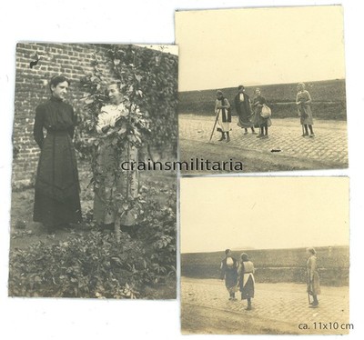 3x Orig. Foto franz. Frauen Bevölkerung in ERRE b. Somain Douai Frankreich 1917