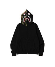 A Bathing Ape BAPE Shark Full Zip Hoodie Black Camo Medium (Ships Fast)