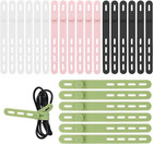 24Pcs Silicone Cable Ties Elastic Cable Strap Reusable & Washable Cord Organizer