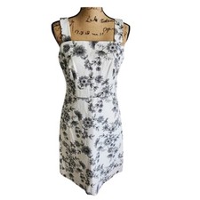 Ann Taylor Floral Sleeveless Dress White Gray Botanical Print Casual Sundress 4