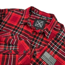 Howitzer We The People Mens Size XL Red Flannel Shirt Plaid Life Liberty Pursuit