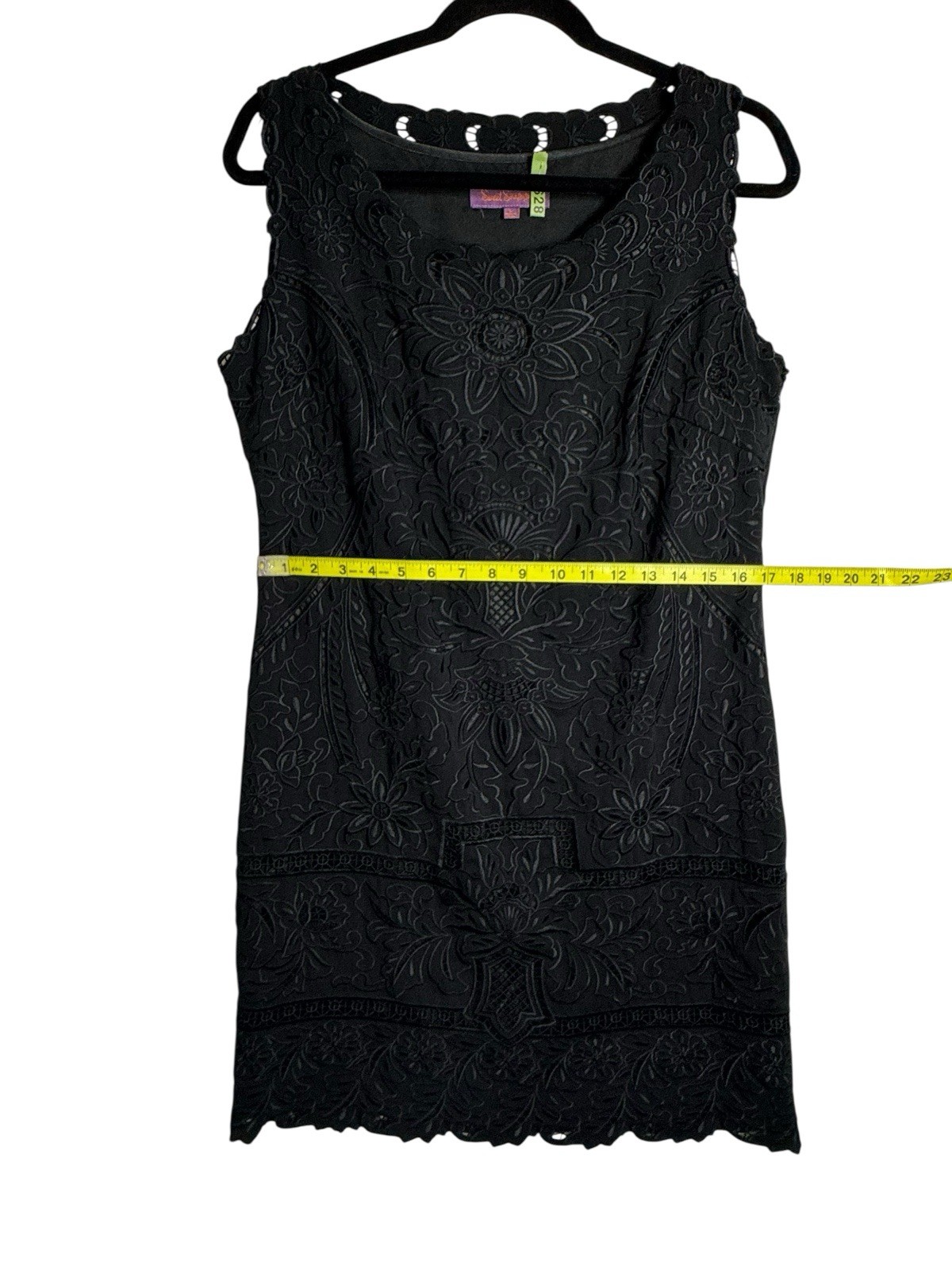 Sweet Sinammon Black Sheath Dress Embroidered Lined Size L