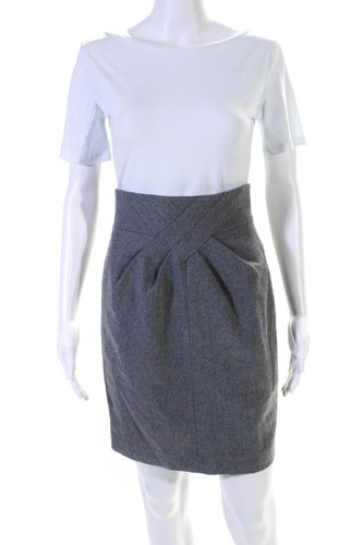 Theory Womens Woven High Waist Mini Pencil Skirt Gray Wool Size 2