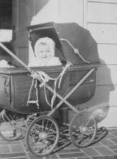 1940s Baby Smiling Vintage Pram Front Porch Childhood
