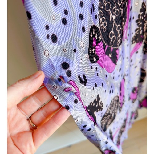 Vintage 70s Maxi Dress Sea Siren Print Purple Black Sexy Fit Side Slits Maxi S/6 - Picture 4 of 10