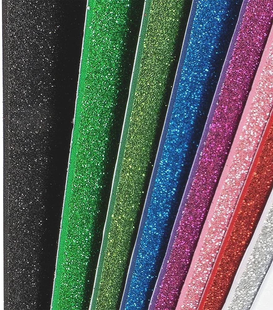 Moosgummi-Platten mit Glitzer | DIN A4 | 2mm | 10 Bogen | Bastelschaumstoff, Eva