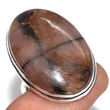 925 Silver Plated Chiastolite (Cross Stone) Ring Jewelry Size US 7 JW