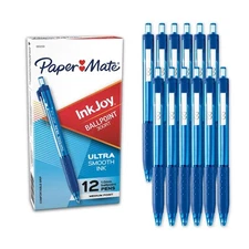 PaperMate InkJoy Ball Point Pens, Ultra Smooth Ink, Blue - Box of 12