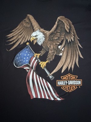 Harley-Davidson Motorcycles T-Shirt Black Eagle Flag USA Americana XL JBHS