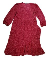 Old Navy Long Sleeve Faux Wrap Dress Size XL Multicolor Side Zip