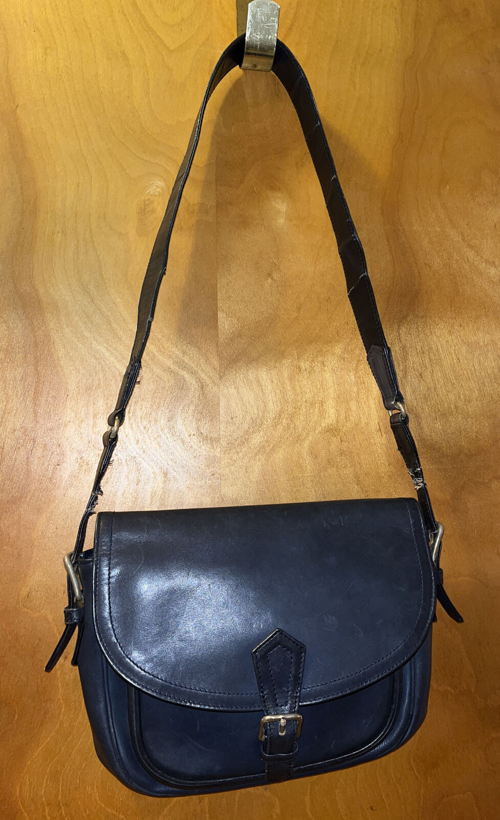 Vintage Yves Saint Laurent Dark Blue Leather Purs… - image 1