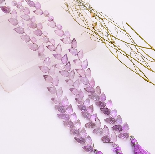 6" ~ AAA+ Pink Amethyst Tulip Flower Buds ~ Diagonal Drill Teardrop Briolettes - Picture 5 of 8