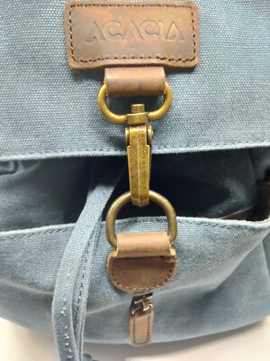 Acacia Blue Canvas Backpack Leather Adjustable | eBay Acacia Blue Canvas Backpack Leather Adjustable | eBay